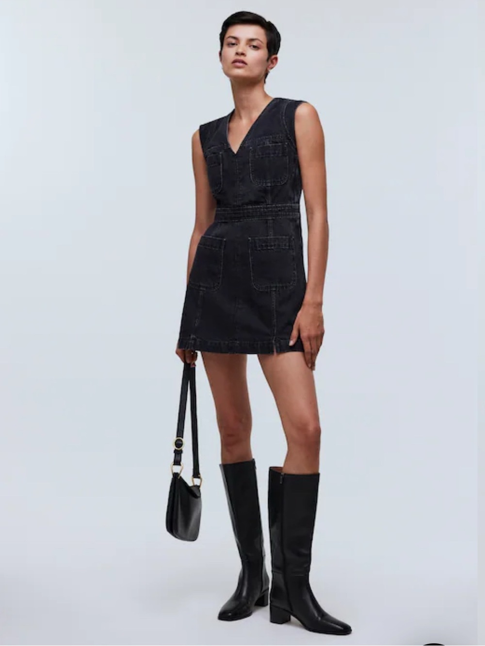 Madewell Denim Cap-Sleeve Mini Dress in Tarrybrook Wash